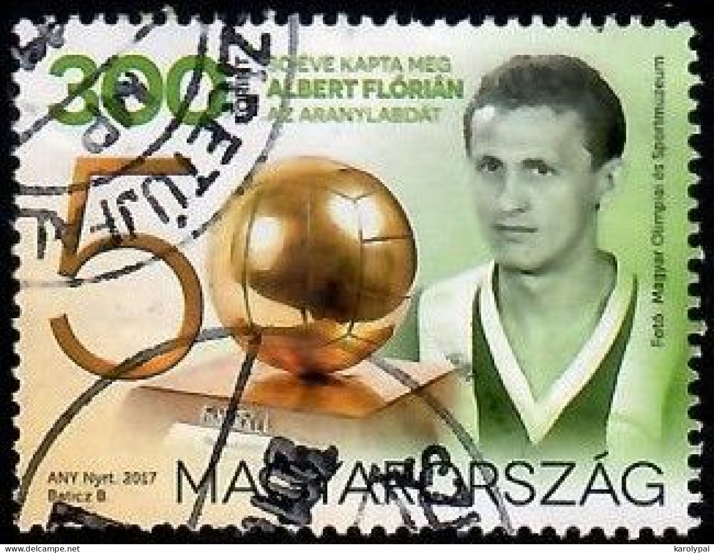 Hungary, 2017 Used,     50th Anniversary Of Florian Albert's Ballon D'Or Mi. Nr.5930, - Oblitérés