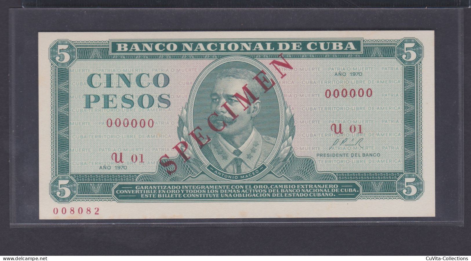 5 PESOS 1970 UNC / SC SPECIMEN - Kuba