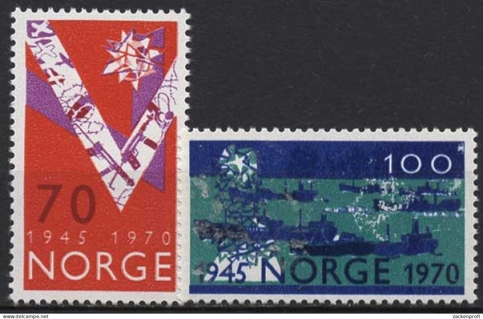 Norwegen 1970 25. Jahrestag Der Befreiung Schiffe 606/07 Postfrisch - Nuovi