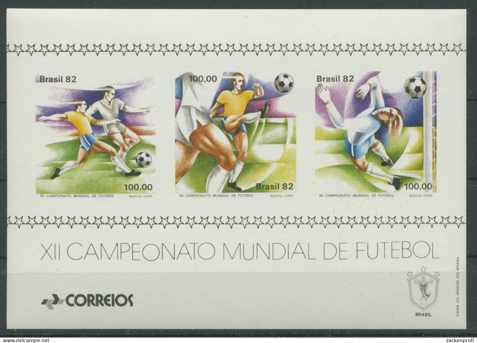 Brasilien 1982 Fußball-WM Spanien Block 48 Postfrisch (C22813) - Blocks & Sheetlets