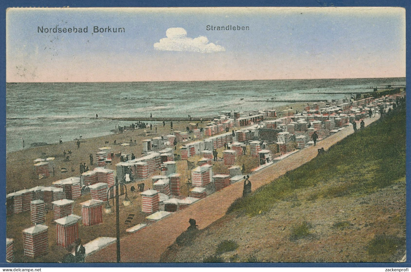 Nordseebad Borkum Strandleben, Gelaufen 1924 (AK3040) - Borkum