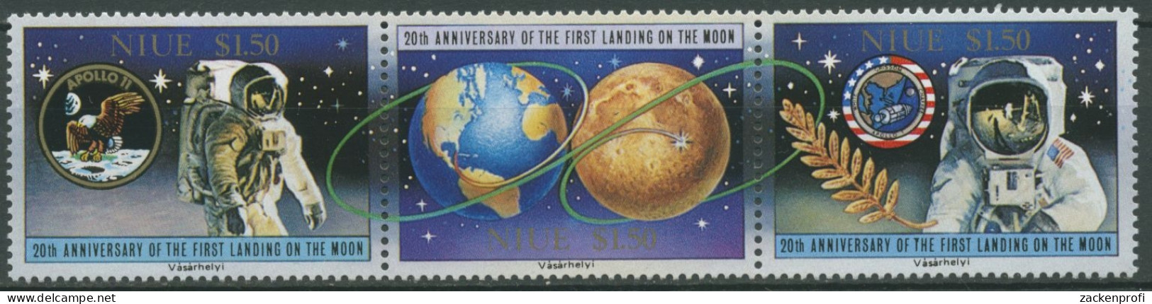 Niue 1989 20 Jahre Erste Bemannte Mondlandung 742/44 ZD Postfrisch (C28733) - Niue