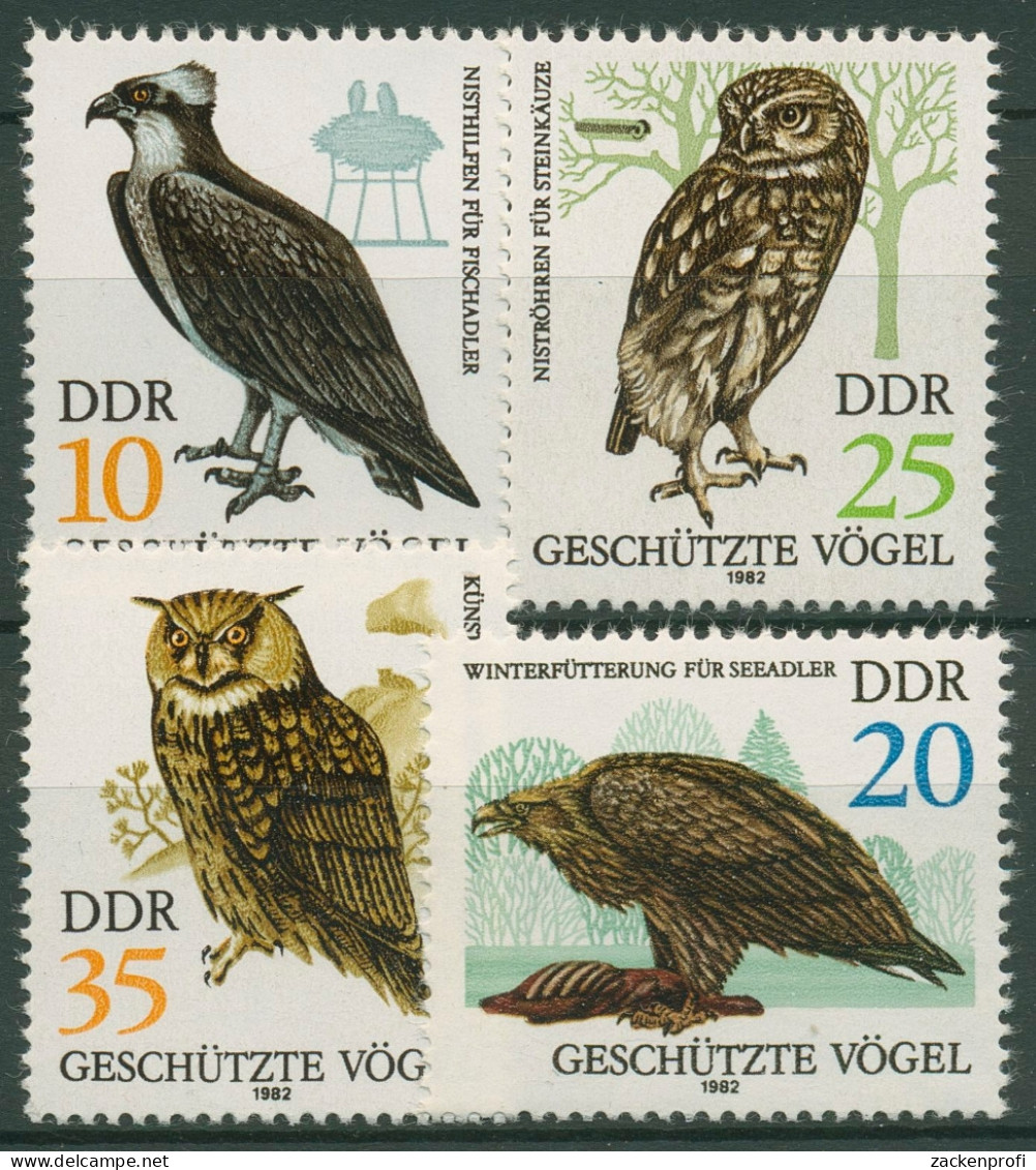 DDR 1982 Tiere Vögel Greifvögel Adler Kauz Uhu 2702/05 Postfrisch - Nuovi