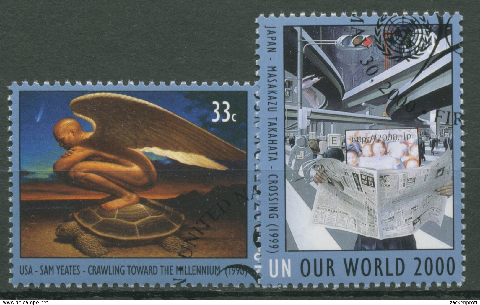 UNO New York 2000 Gemäldeausstellung Schildkröte Mit Engel 835/36 Gestempelt - Used Stamps