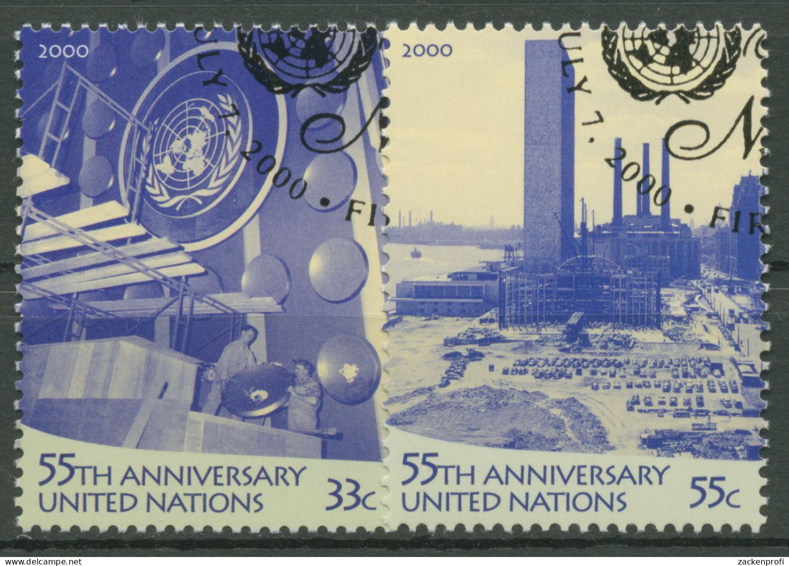 UNO New York 2000 55 Jahre Vereinte Nationen UNO-Hauptquartier 837/38 Gestempelt - Used Stamps