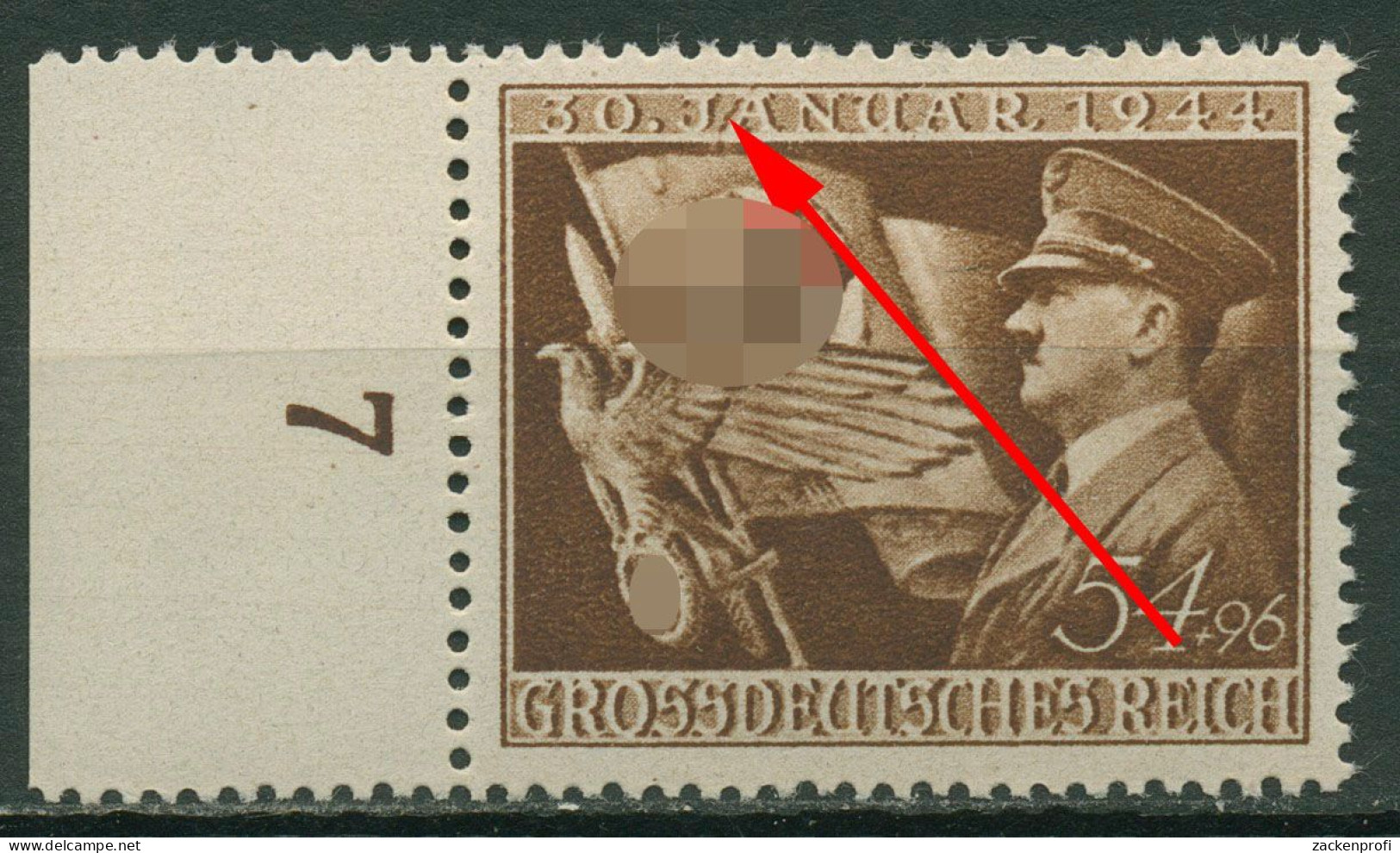 Deutsches Reich 1944 Machtergreifung Mit Plattenfehler 865 F 31 Postfrisch - Plaatfouten & Curiosa