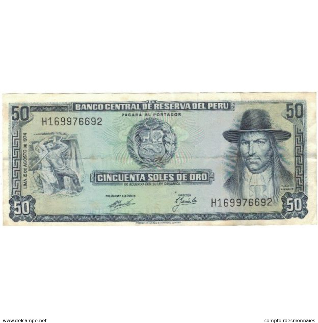 Billet, Pérou, 50 Soles De Oro, 1974, 1974-08-15, KM:101c, TTB+ - Peru