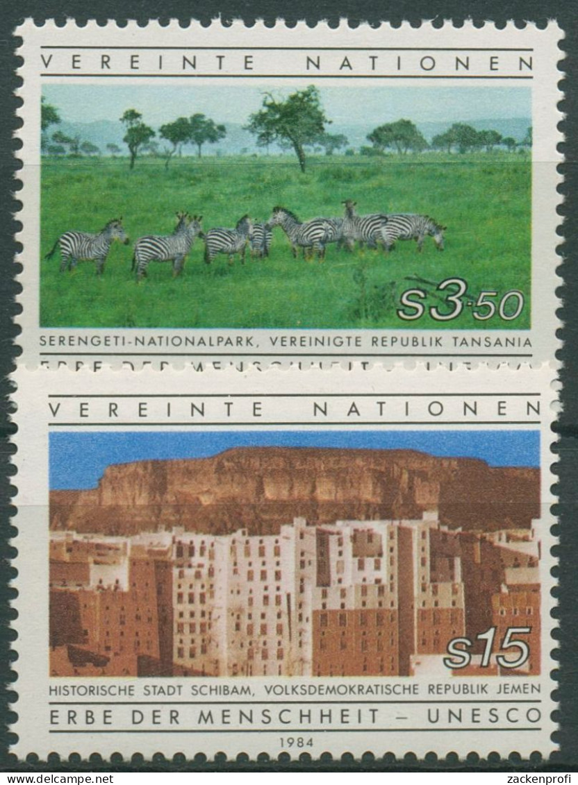 UNO Wien 1984 UNESCO Zebra Im Serengetipark, Stadt Schibam 41/42 Postfrisch - Unused Stamps