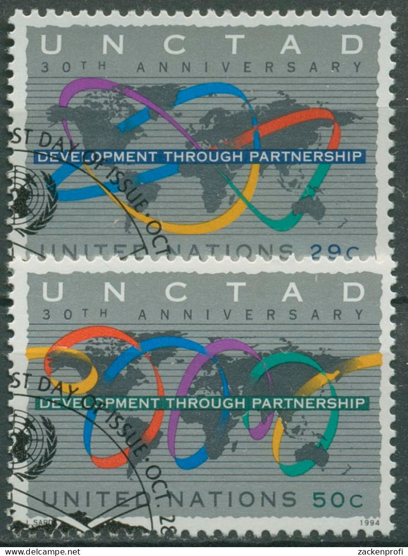 UNO New York 1994 Konferenz Für Handel Und Entwicklung UNCTAD 677/78 Gestempelt - Usados