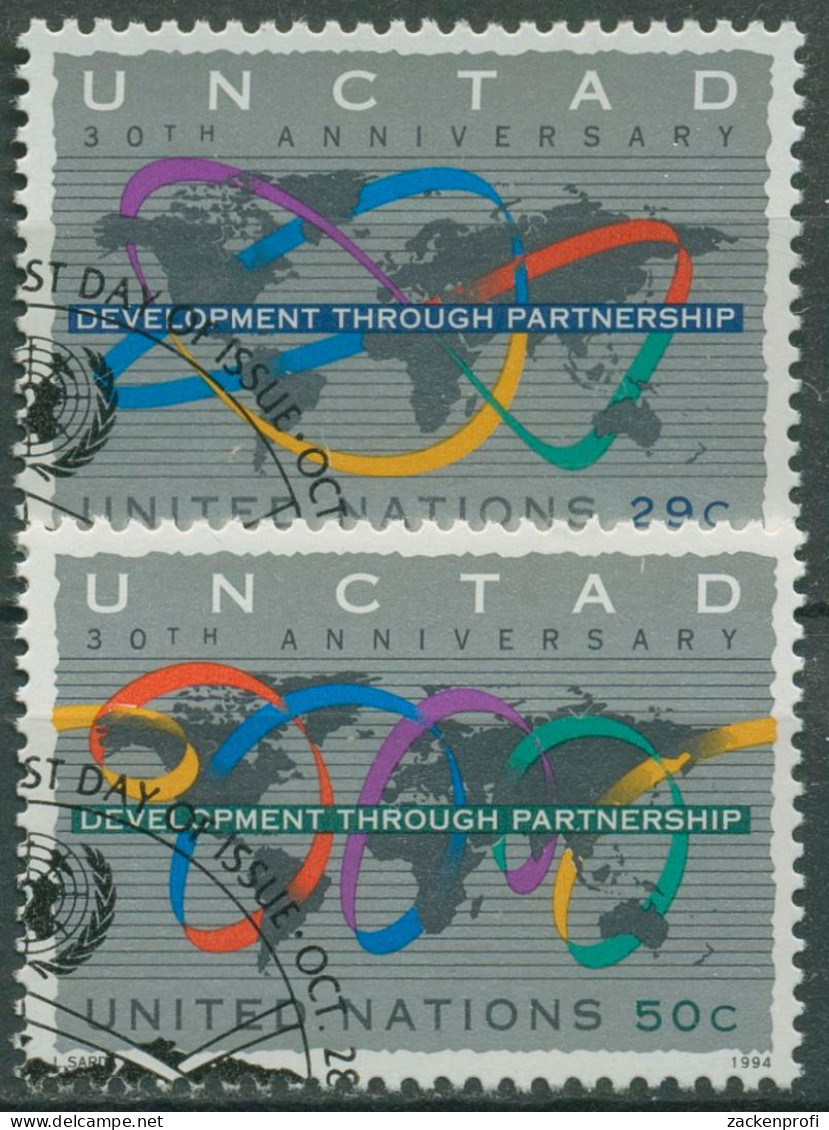 UNO New York 1994 Konferenz Für Handel Und Entwicklung UNCTAD 677/78 Gestempelt - Gebruikt