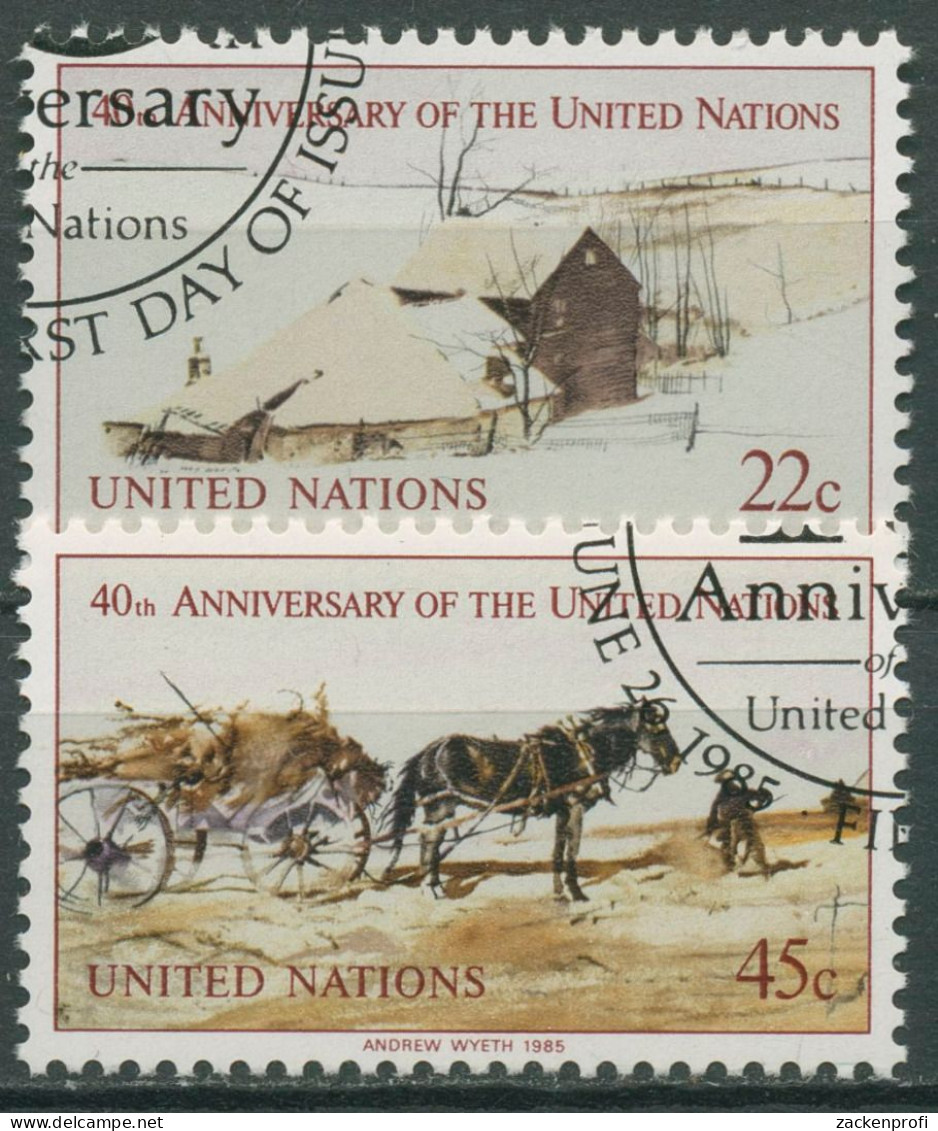 UNO New York 1985 40 Jahre Vereinte Nationen Gemälde 470/71 A Gestempelt - Usados