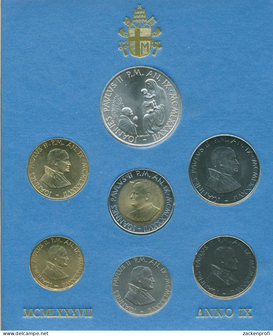 Vatikan 1987 Kursmünzen Papst Johannes Paul, Blister, 10 - 1000 Lire,st, (m5418) - Vatican