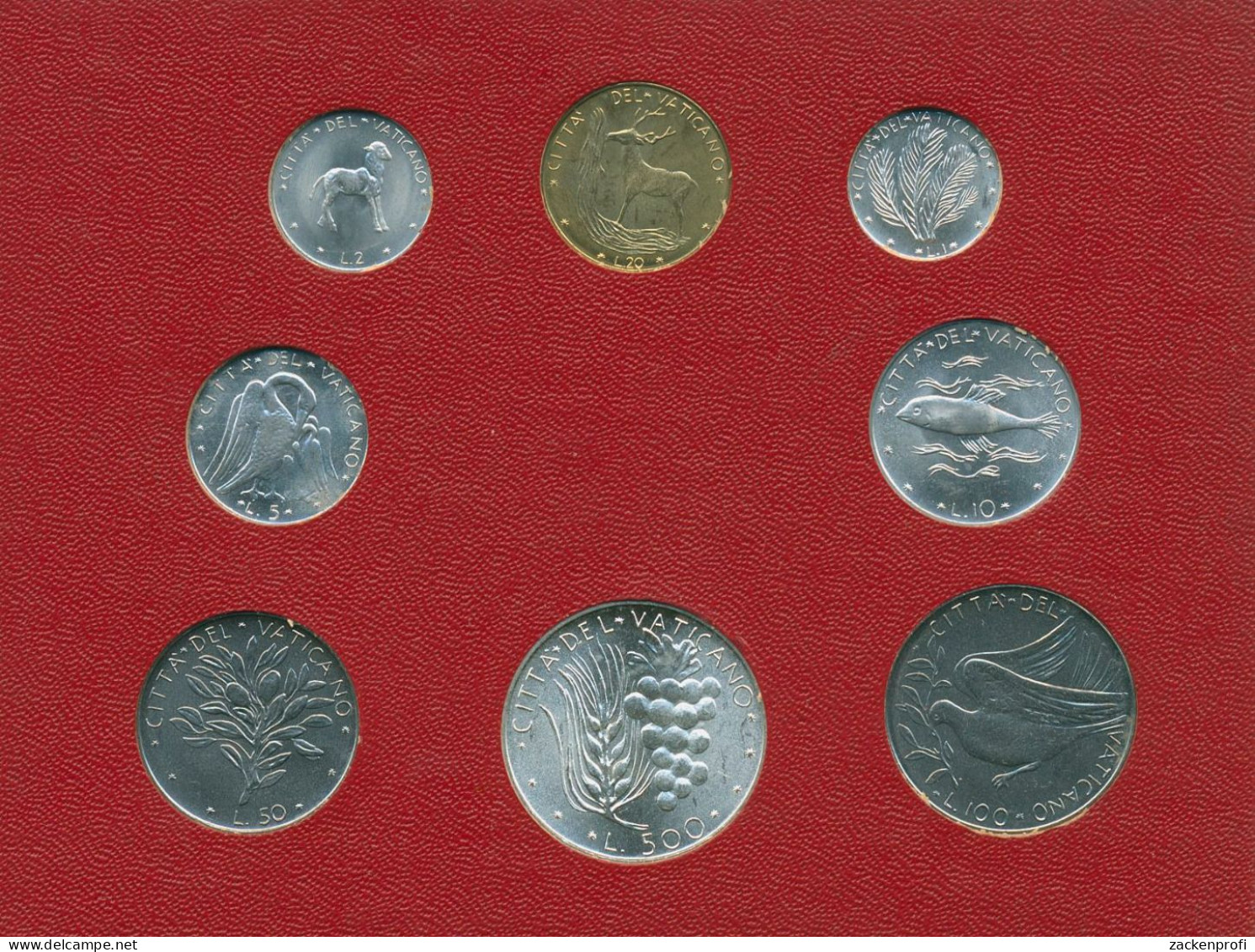 Vatikan 1970 Kursmünzen Papst Paul VI., Im Blister, 1 - 500 Lire, St, (m5435) - Vatican