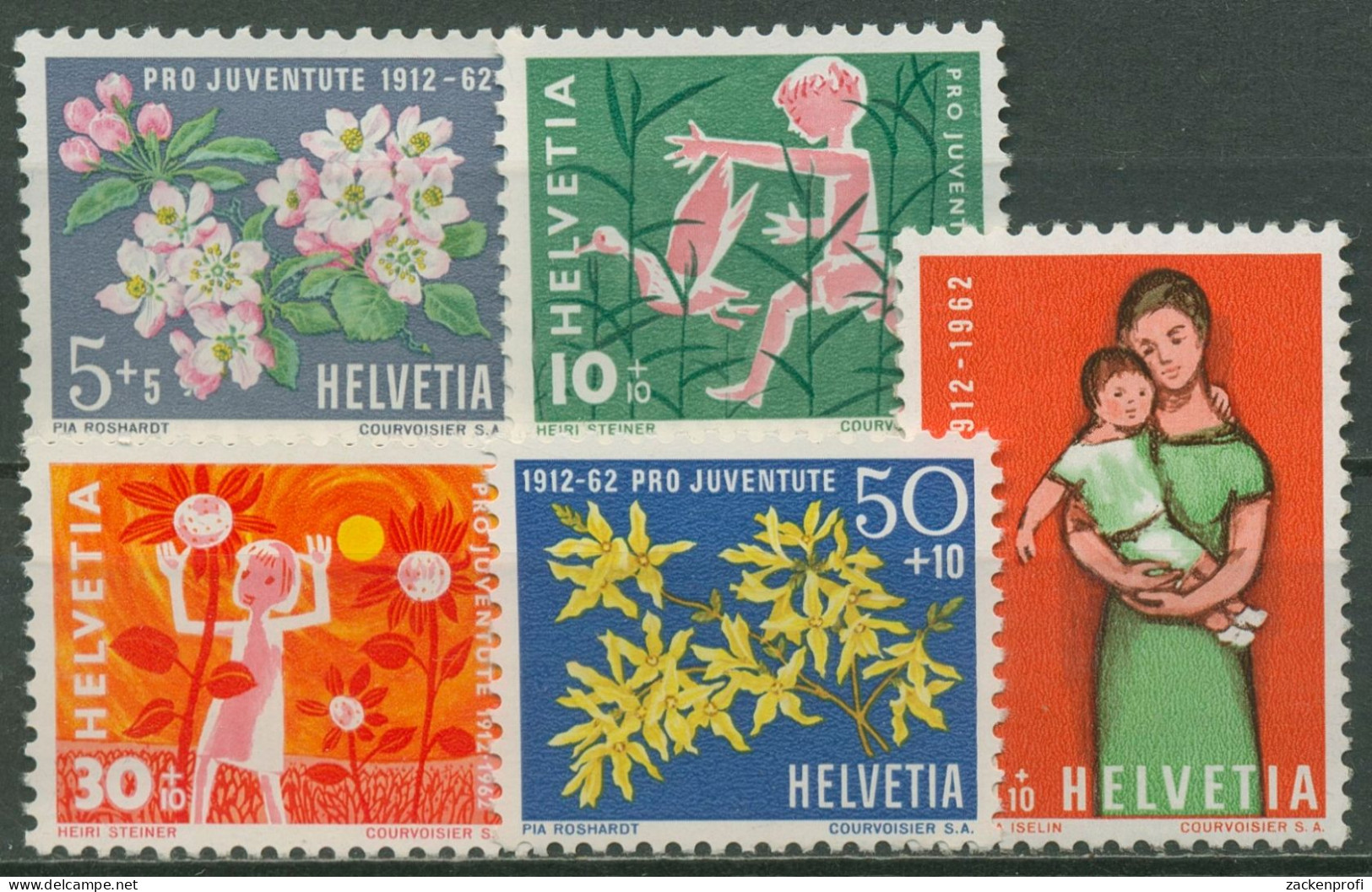 Schweiz 1962 Pro Juventute Mutter Mit Kind Kinder Pflanzen 758/62 Postfrisch - Unused Stamps