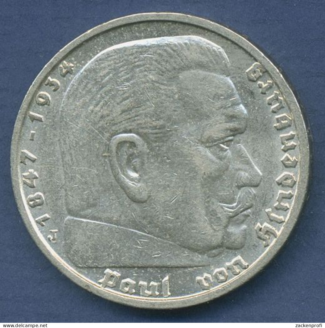 Deutsches Reich 5 Mark 1939 J, Adler Hindenburg, J 367 Vz (m3766) - 5 Reichsmark