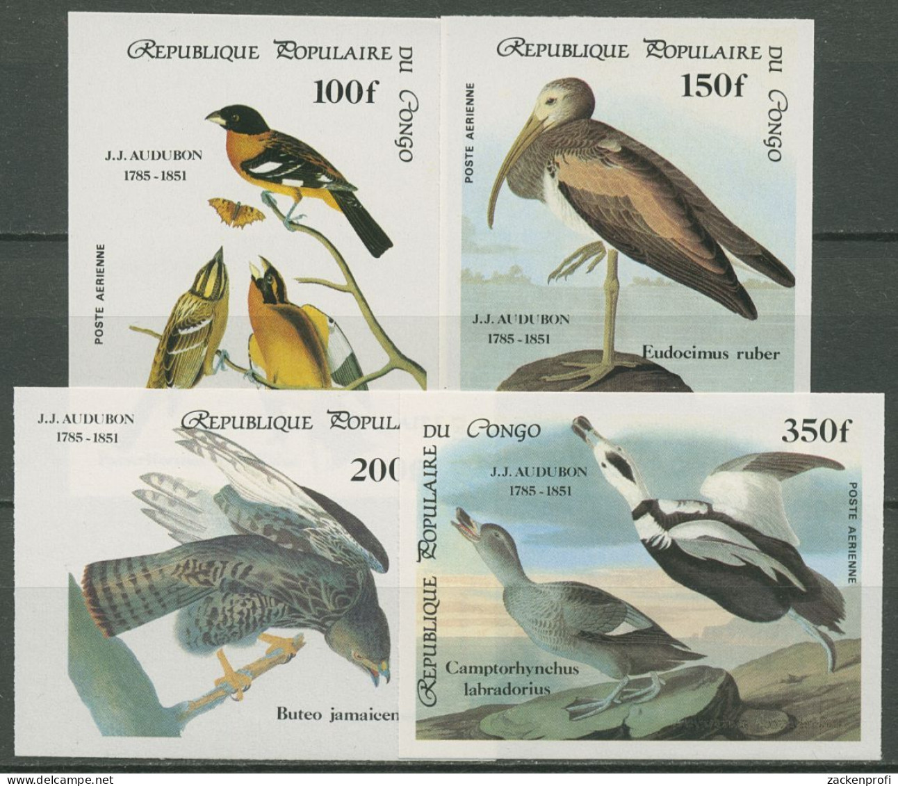 Kongo (Brazzaville) 1985 Geburtstag Audubons Vögel Bussard 994/97 B Postfrisch - Mint/hinged