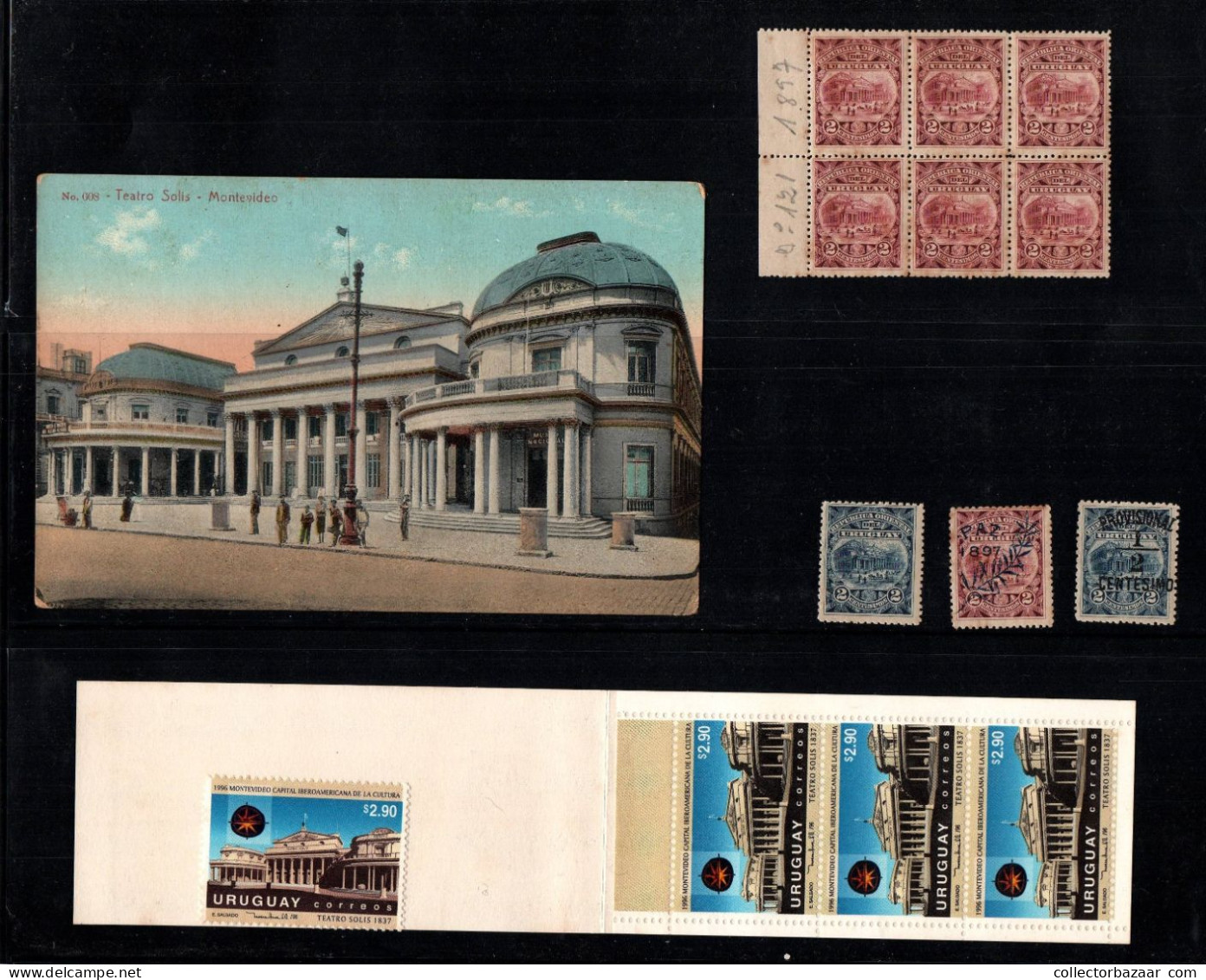 Solis Theatre Uruguay Stamps Postcard Collection Epitome Of Masonic Architecture Freemasonry - Francmasonería