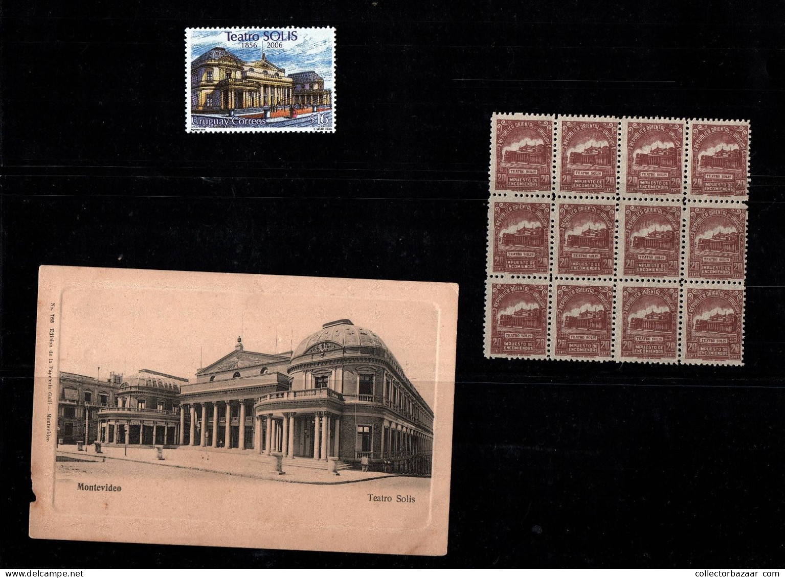 Solis Theatre Uruguay Stamps Postcard Collection Epitome Of Masonic Architecture Freemasonry - Vrijmetselarij