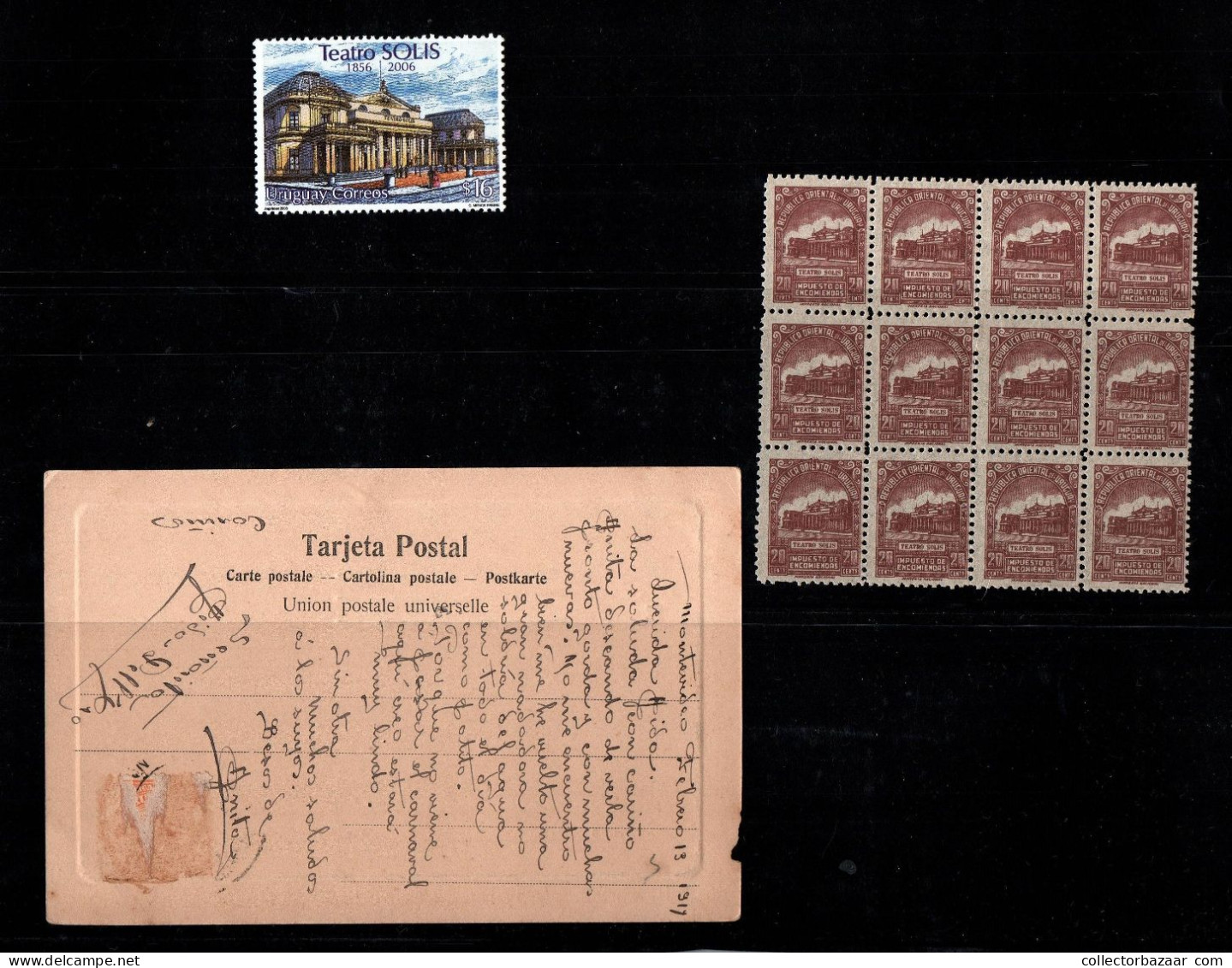 Solis Theatre Uruguay Stamps Postcard Collection Epitome Of Masonic Architecture Freemasonry - Freemasonry