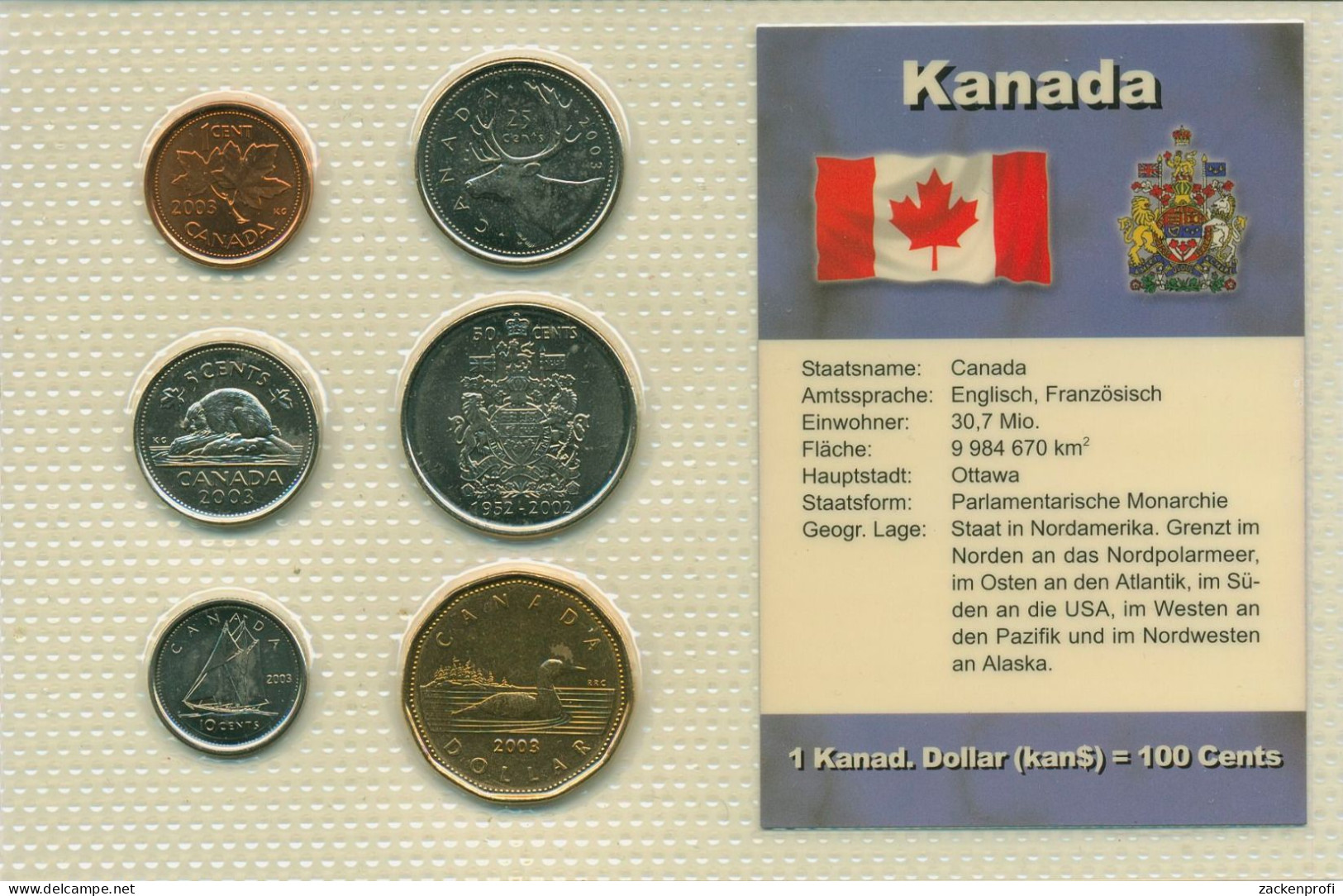 Kanada 2002/2003 Kursmünzen 1 Cent- 1 Dollar Im Blister, St (m5450) - Canada