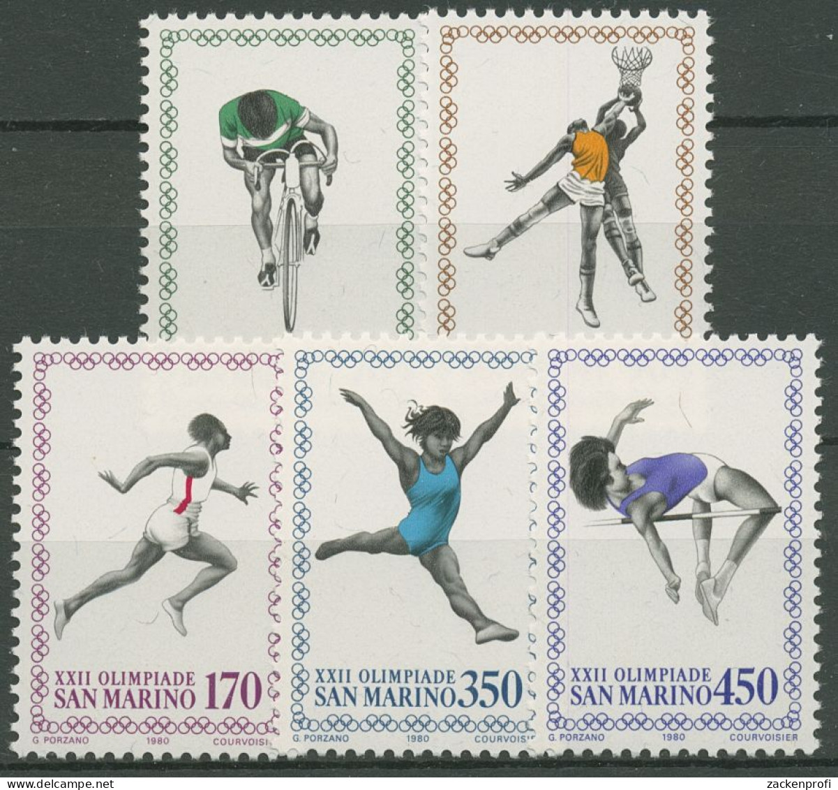 San Marino 1980 Olympische Sommerspiele Moskau 1214/18 Postfrisch - Unused Stamps