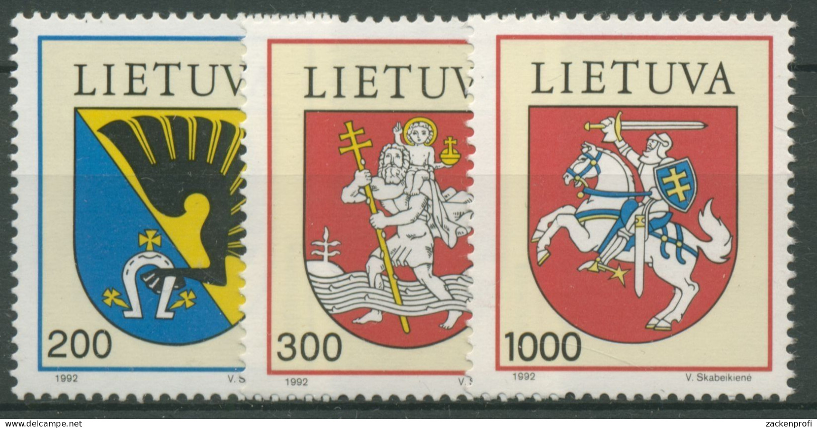 Litauen 1992 Stadtwappen, Nationalwappen 505/07 Postfrisch - Litauen