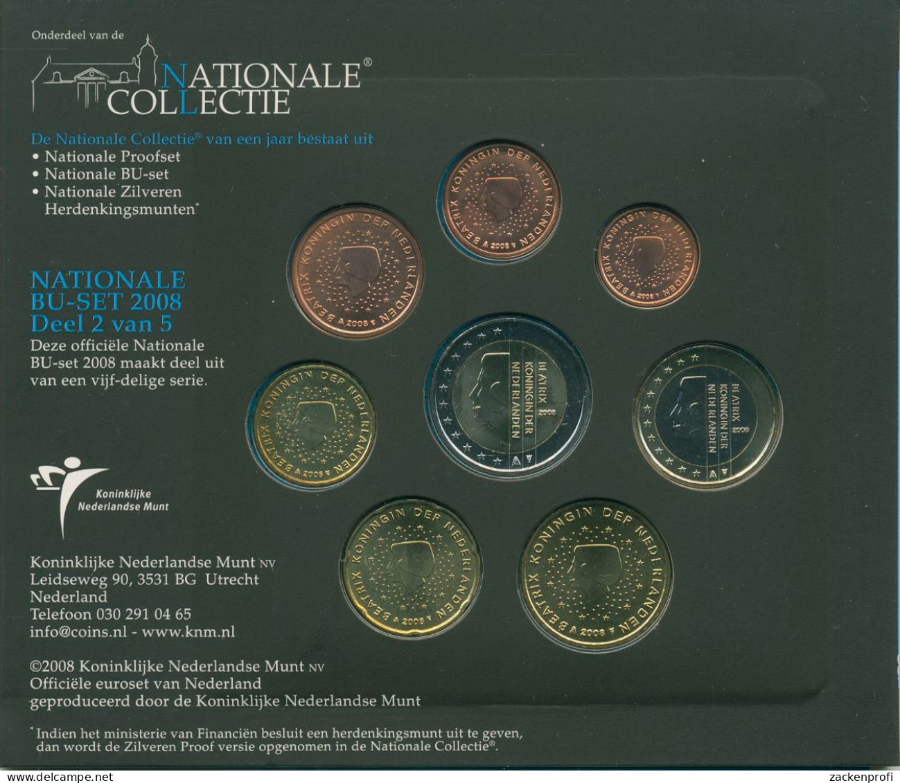 Niederlande 2008 KMS Nation.Sammlung 1 Cent - 2 Euro, Originalfolder, St (m5320) - Niederlande