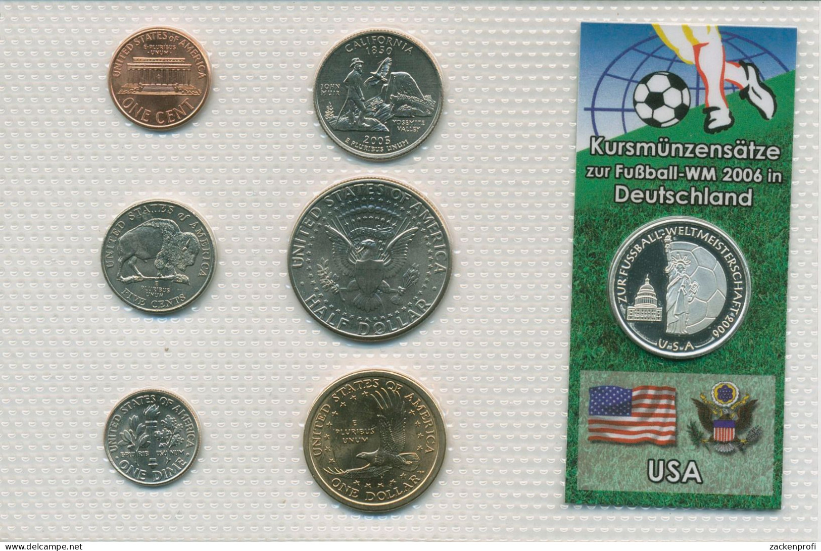 USA 1997/2005 Kursmünzen Fußball-WM, 1 Cent - 1 Dollar Im Blister, St (m5499) - Münzsets