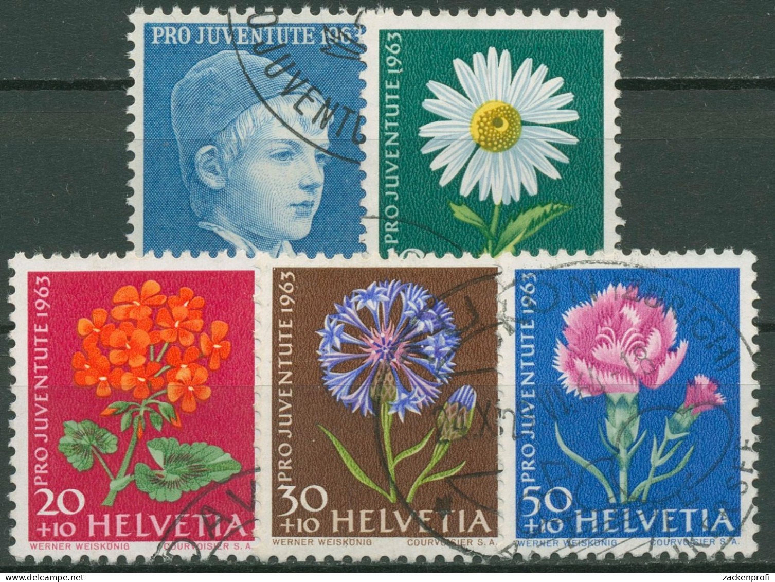 Schweiz 1963 Pro Juventute Knabenbildnis Blumen 786/90 Y Gestempelt - Used Stamps