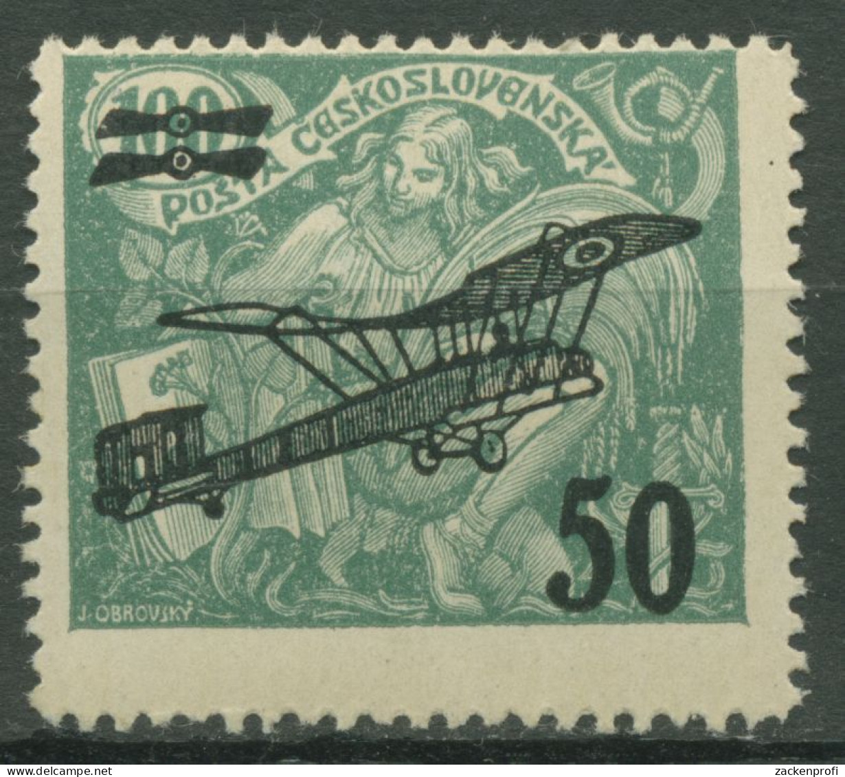 Tschechoslowakei 1922 Allegorie Mit Flugzeug-Aufdruck 199 Postfrisch - Unused Stamps