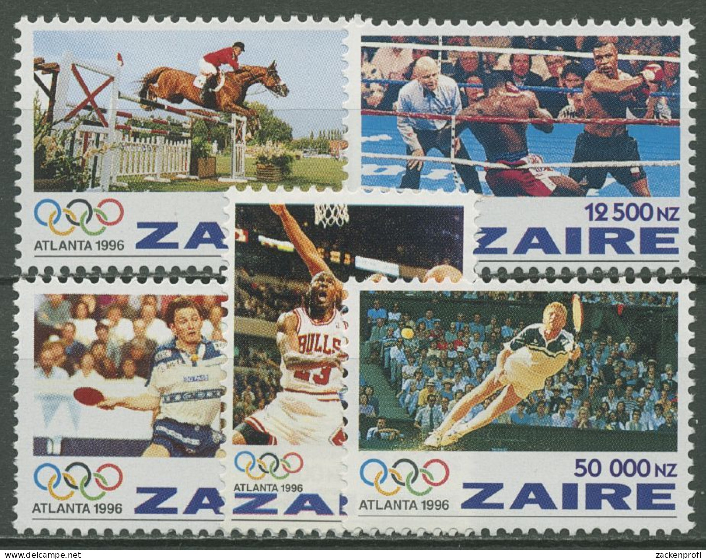 Kongo-Zaire 1996 Olympische Sommerspiele Atlanta Tennis Boxen 1126/30 Postfrisch - Nuovi