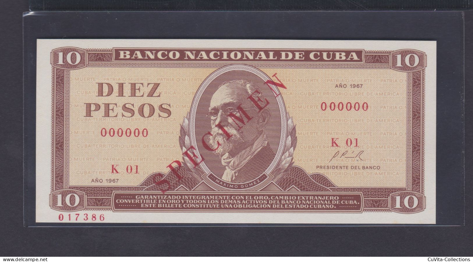 10 PESOS 1967 UNC / SC SPECIMEN - Kuba