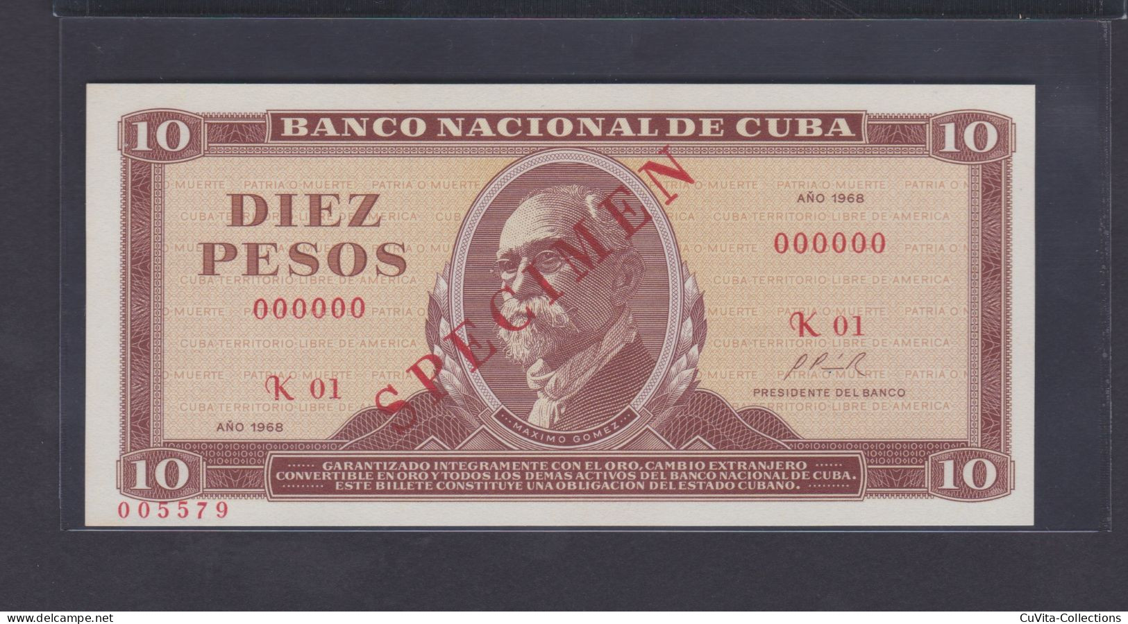 10 PESOS 1968 UNC / SC SPECIMEN - Kuba