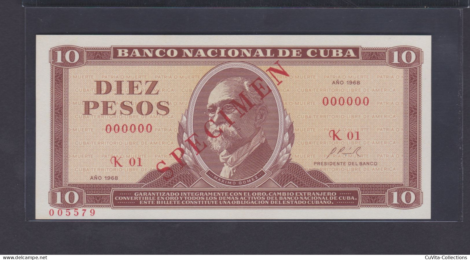 10 PESOS 1968 UNC / SC SPECIMEN - Cuba