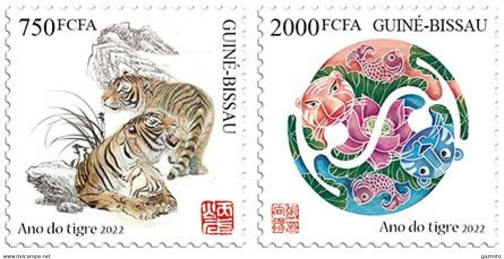 Guinea Bissau 2021, Year Of The Tiger 2val - Chines. Neujahr