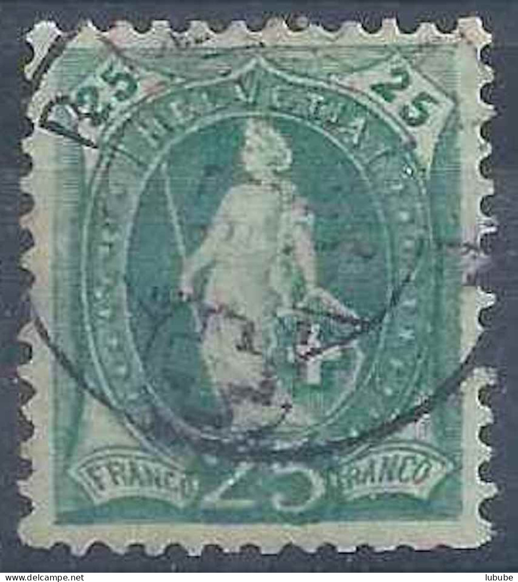 Stehende Helvetia 67Ab, 25 Rp.blaugrün  BIEMBACH     1886 - Gebraucht