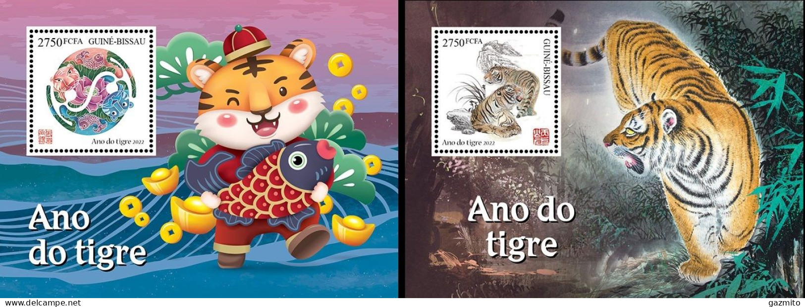 Guinea Bissau 2021, Year Of The Tiger1,  2blocks - Chinese New Year