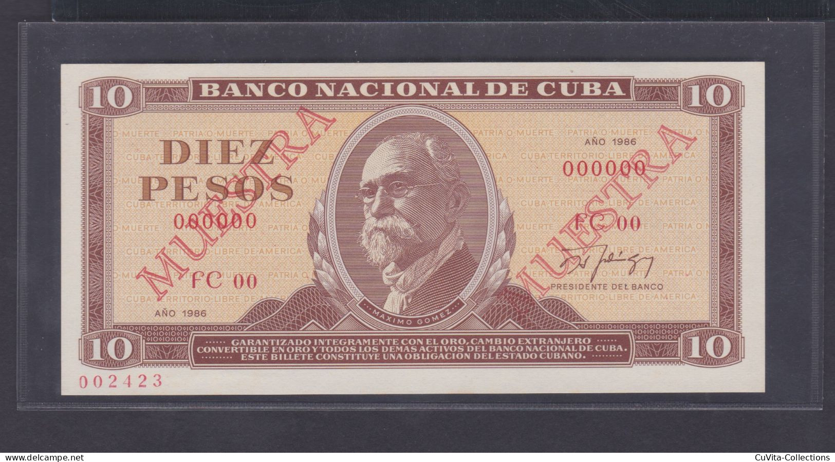 10 PESOS 1986 UNC / SC MUESTRA - Kuba