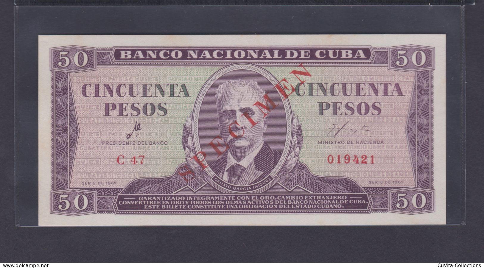 50 PESOS 1961 UNC / SC SPECIMEN - FIRMADO POR EL CHE - Kuba