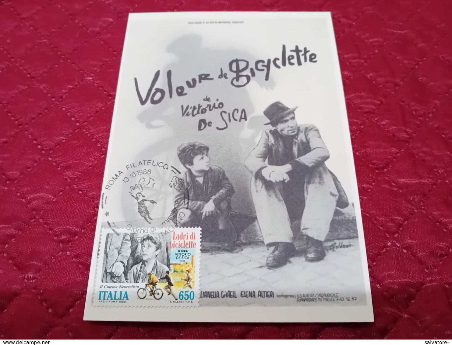 CARTOLINA VOLEUR DE BICICLETTE 1988 - Publicité Cinématographique