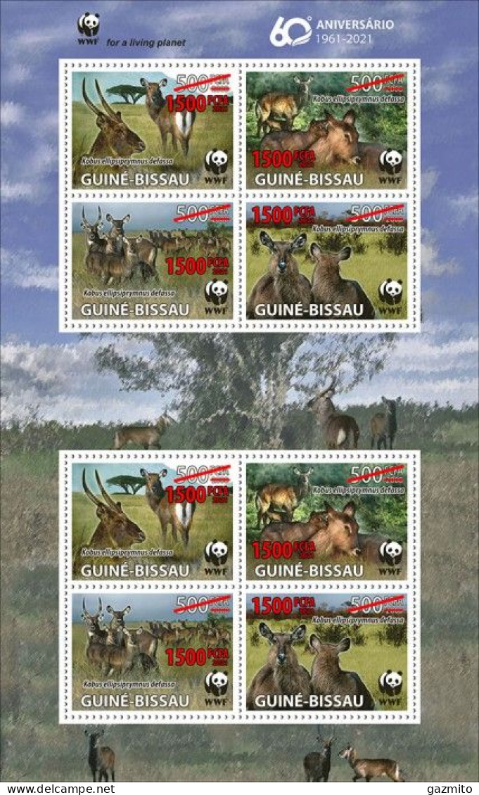 Guinea Bissau 2021, WWF, Antilops, Overp. Red, 8val In Sheetlet - Guinea-Bissau