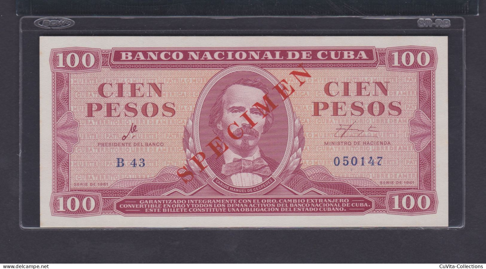 100 PESOS 1961 UNC / SC SPECIMEN - FIRMADO POR EL CHE - Cuba