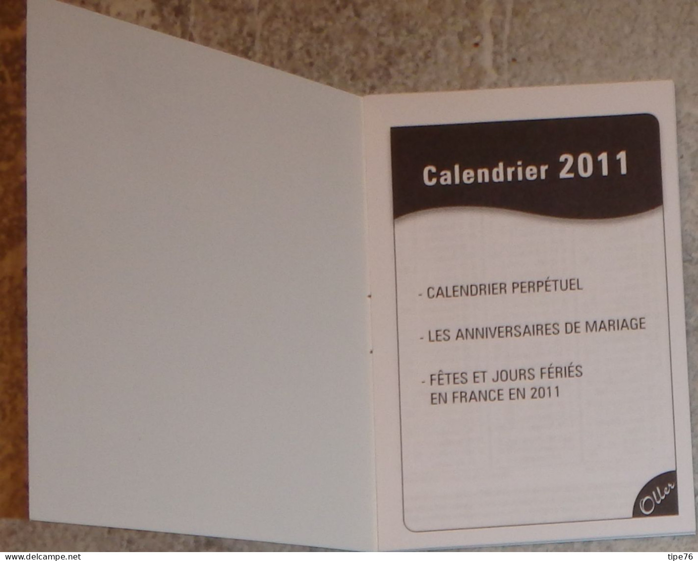 Petit Calendrier De Poche Agenda 2011  Oller Chien Chiot  - 12 Pages - Tamaño Pequeño : 2001-...