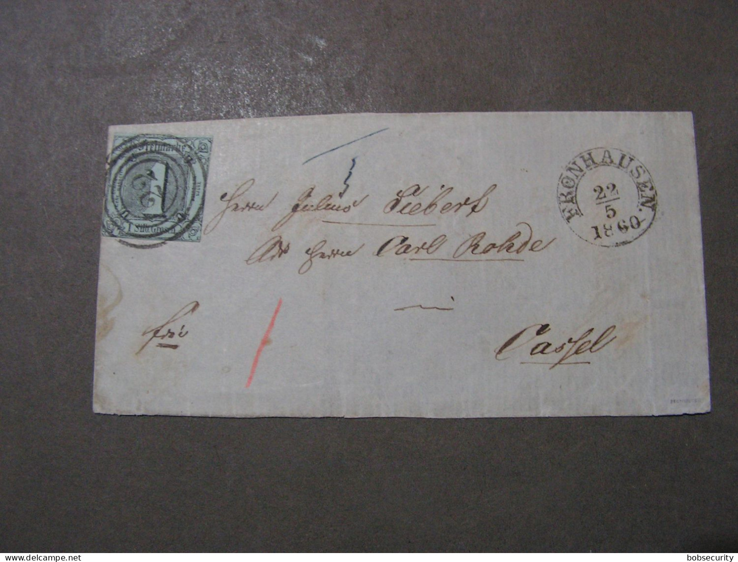 Taxis Brief Teil  1860 Nach Fronhausen , - Briefe U. Dokumente