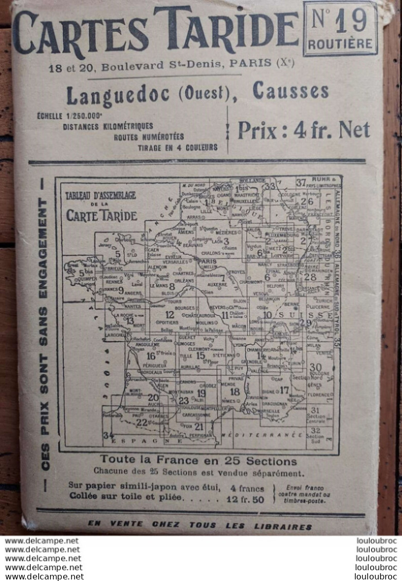 CARTE ROUTIERE TARIDE N°19 LANGUEODC OUEST CAUSSES - Callejero