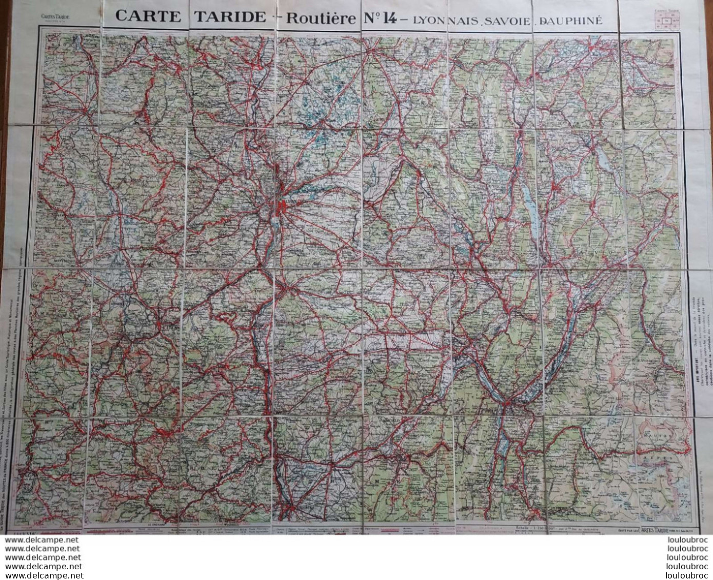 CARTE ROUTIERE TARIDE N°14 LYONNAIS SAVOIE DAUPHINE  CARTE TOILEE - Cartes Routières