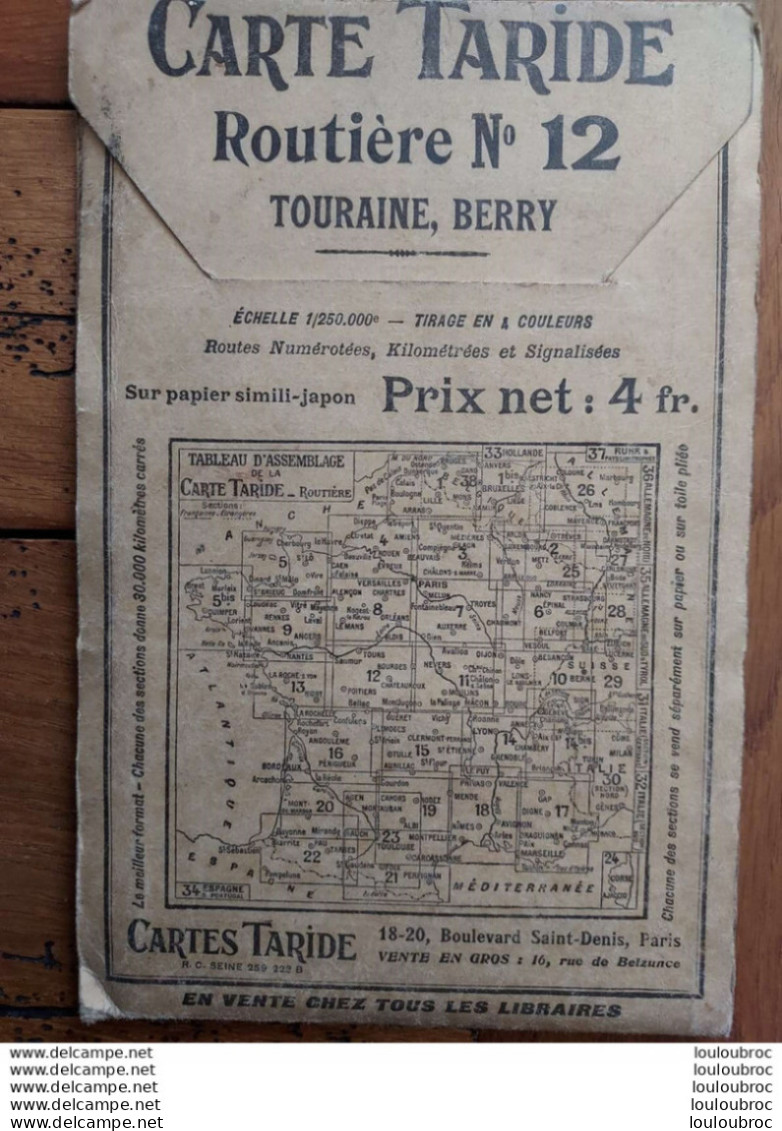 CARTE ROUTIERE TARIDE N°12 TOURAINE BERRY - Roadmaps