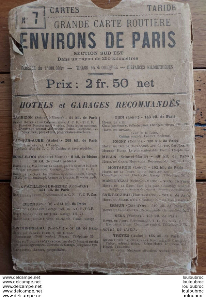 CARTE ROUTIERE TARIDE N°7 ENVIRONS DE PARIS - Cartes Routières