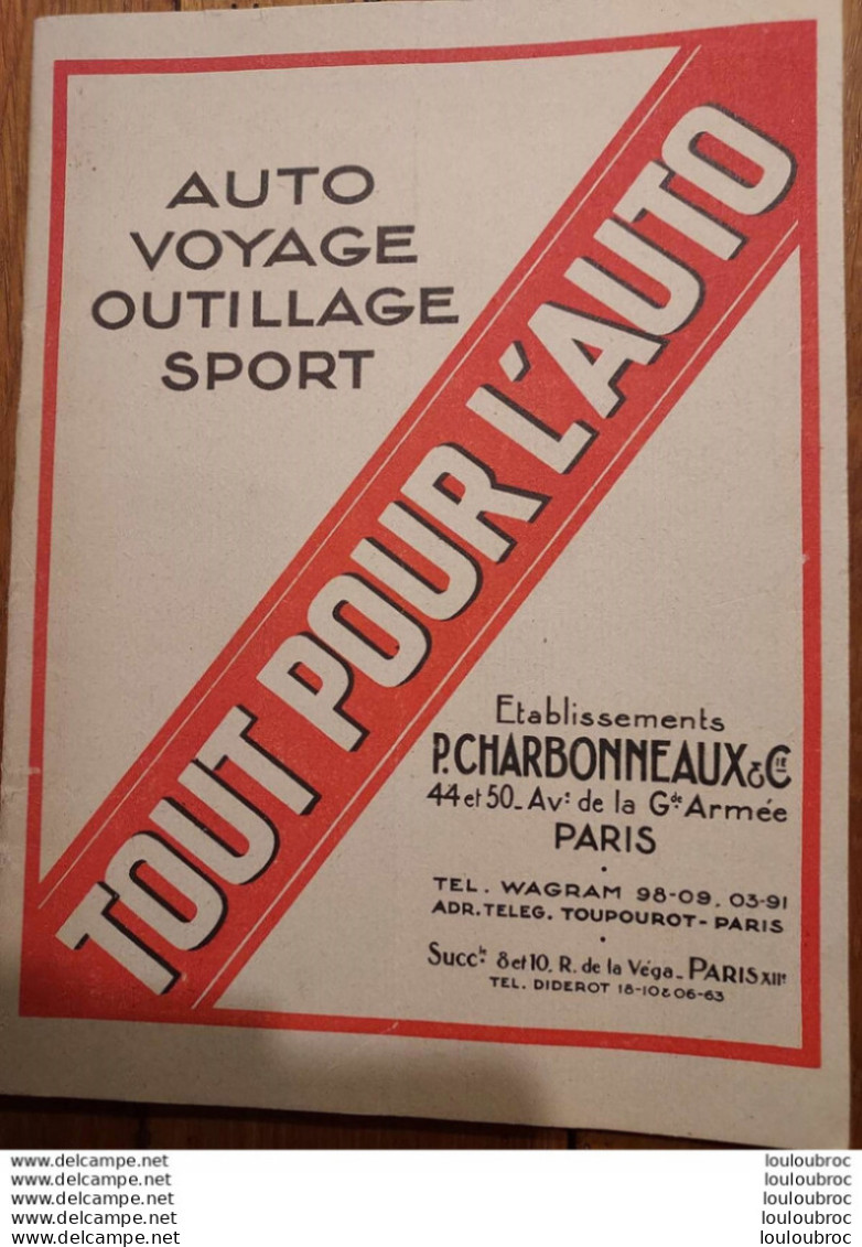 TOUT POUR L'AUTO 1925  CATALOGUE DE  64 PAGES ETS CHARBONNEAUX PARIS - Auto