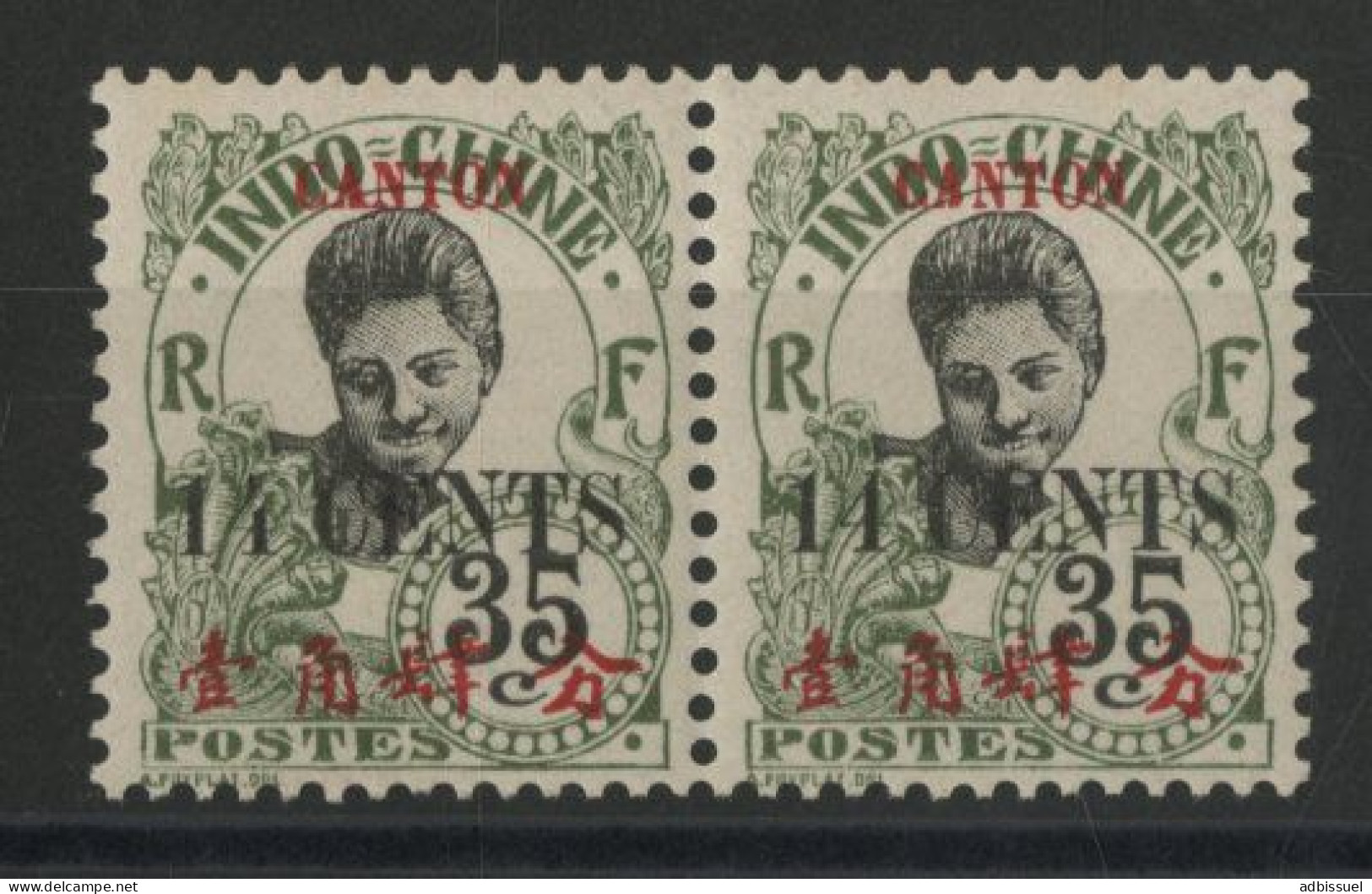 CANTON N° 76b Variété "4 Fermé" Tenant à Normal Cote 40 € Neuf ** (MNH) TB - Neufs